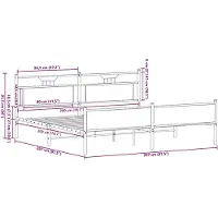 vidaXL Metallbett ohne Matratze Sonoma-Eiche 200x200 cm