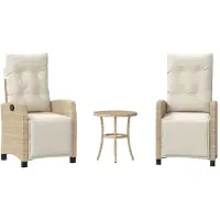 vidaXL 3-tlg. Bistro-Set mit Kissen Beige Poly Rattan