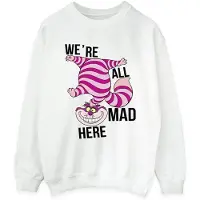 Disney Frauen/Damen Alice im Wunderland Alle verrückt hier Sweatshirt (Weiß)