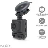 Nedis Dashcam | 4K@30fps | 12 MPixel | 2 Zoll | WLAN | LCD | Doppelkamera | Kabinenkamera | GPS | Parksensor | Bewegungserkennung | Nachtansicht | Schwarz