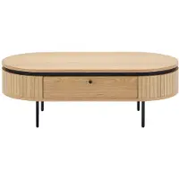 Vente-unique Couchtisch mit 2 Schubladen - Eichenfurnier & Metall - Holzfarben hell & Schwarz - CARDIONA