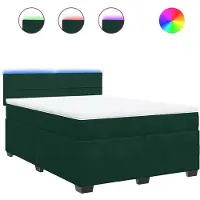 vidaXL Boxspringbett mit Matratze Dunkelgrün 140x190 cm Samt