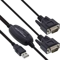 InLine USB 2.0 zu 2x Seriell Adapterkabel Stecker A an 2x 9pol SubD ST, 1,5m, 9pin Sub D male, 2 x RS232 9 Pin Sub-D, 1,5 m, Schwarz