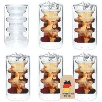 Intirilife Thermo Kaffee Tee Glas 260 ml Rillen Style