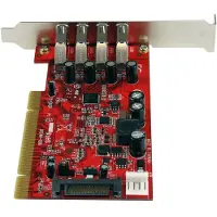 StarTech.com .com 4 Port USB 3.0 (5 Gbit/s) PCI Schnittstellenkarte- PCI SuperSpeed USB 3.0 Controller Karte, PCI, USB 3.2 Gen 1 (3.1 Gen 1), Rot, CE, FCC, TAA, REACH, Renesas/NEC - µPD720202, 5 Gbit/s