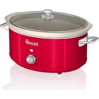 Swan SF17031RNEU Retro Slow Cooker 6,5L, Antihaft-Keramisches PFOA- und PTFE-freies, Vintage Rot