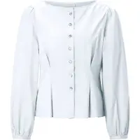 Rich & royal Langarmbluse , Damen, Gr. 36, weiß, Web, Obermaterial: 100% Baumwolle, tailliert normal, Rundhals, Blusen Langarmbluse