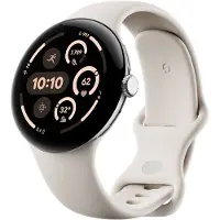 Google - Pixel Watch 3 45mm 4G Polished Silver/Porcelain