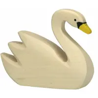 Holztiger Schwan, schwimmend