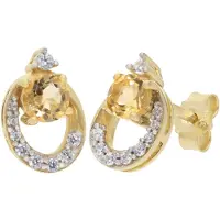 Trendor 21181 Damen-Ohrringe Gold 333 / 8K Ohrstecker Citrin