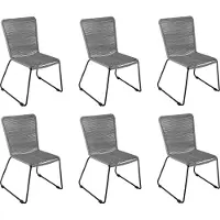 Möbelliebling SAM Gartenstuhl Outdoor-Seilstuhl Grau mit Eisen-Gestell in Schwarz ISRA 6er Set
