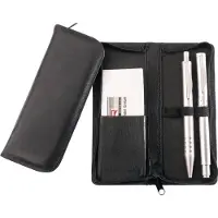 Juscha Schreibgeräte-Etui, für 3 Schreibgeräte, schwarz aus Leder, mit Kreditkartenfach an der link