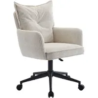 Vente-unique Bürostuhl höhenverstellbar - Cord - Cremefarben & Schwarz - BATARU