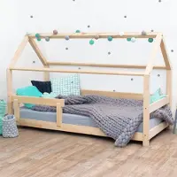 Benlemi Hausbett TERY mit Rausfallschutz 120x180 cm Dunkelgrau, Mit einer Barriere