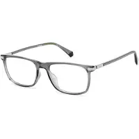 Polaroid PLD D458/G Herren-Brille inkl. Gläser Vollrand Quadratisch Kunststoff-Gestell 54/17/145, grau