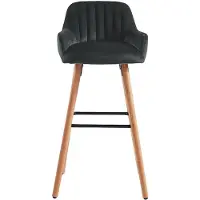 Vente-unique Barhocker - Samt & Buche - Schwarz - ELEANA