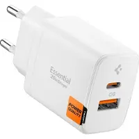 Spigen - Wall Charger Essential (EE202EU) - USB, Type-C, Fast Charging, Quantum Boost, 20W - White