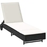 vidaXL Sonnenliege mit Rollen und Auflage Schwarz Poly Rattan