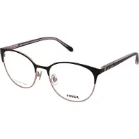 Fossil 7041 Unisex-Brille inkl. Gläser Vollrand Panto Metall-Gestell 52/17/145, schwarz