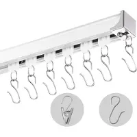 Vevor Schiebe-Deckenvorhangschienensystem Set 5,4 m Raumteiler-Gardinenschiene Halterung zur Decken-/Wandmontage für Wohnzimmer Schlafzimmer mit Haken &amp; Hardware &amp; 6 Schienen