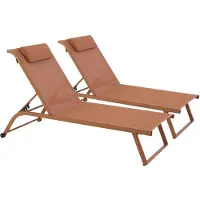 Oviala Business 2er-Set Sonnenliegen mit Terrakotta-Rädern