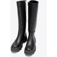 WITTCHEN Damen-Lederstiefel mit dicker Sohle und Reißverschluss, schwarz