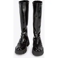 WITTCHEN Damen-Mokassin-Stiefel aus Lackleder in Schwarz
