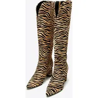 WITTCHEN Damenstiefel aus Leder mit Tierhaaren, schwarz und braun