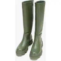 WITTCHEN Damen-Lederstiefel mit dicker Sohle und Reißverschluss, dunkelgrün