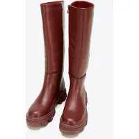 WITTCHEN Damen-Lederstiefel mit dicker Sohle und Reißverschluss, Kirschrot