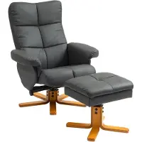 HOMCOM Relaxsessel mit Hocker-B80 x T86 x H99cm-Dunkelgrau | Gr.: onesize