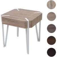 Mendler Couchtisch Kos T574, Beistelltisch, 52x50x50cm MVG- Eiche, helle Metall-Füße