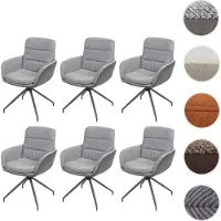 Mendler 6er-Set Esszimmerstuhl HWC-K32, Küchenstuhl Lehnstuhl Stuhl, drehbar Auto-Position, Stoff MVG grau-dunkelgrau
