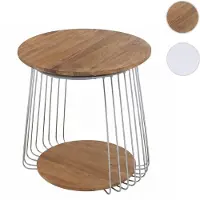 MCA Couchtisch HWC-P60, Beistelltisch Kaffeetisch Loungetisch, Metall MDF rund Ø 50cm braun