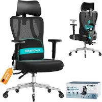 Songmics Ergonomischer Bürostuhl OBN067BH01, verstellbare Lendenwirbelstütze, Tragkraft bis zu 150 kg, schwarz