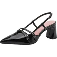 Tamaris Damen Sling-Pumps glänzend Vegan 1-29660-45, Größe:37 EU, Farbe:Schwarz