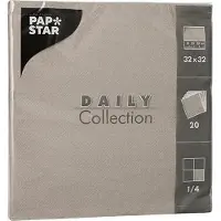Papstar 20 Servietten "DAILY Collection" 1/4-Falz 32 cm x 32 cm grau (89622, 20 Stück)