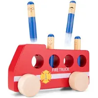 New Classic Toys feuerwehrauto Junior 18 cm Holz rot 9-teilig