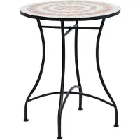 Outsunny Gartentisch Mosaiktisch Balkontisch Beistelltisch Seviertisch rund