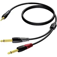 Procab Adapter AV Procab PROCAB CLA713/1.5 3.5 mm Jack male stereo - 2 x 6.3 mm Jack male mono 1.5 meter