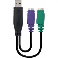 Nanocable 10.03.0101, 0,15 m, 2x 6-p Mini-DIN, USB A, Männlich, Weiblich, Schwarz