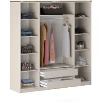 Vente-unique Kleiderschrank mit 4 Türen - 200 cm - Beige & Goldfarben - VUKIA