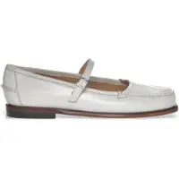 Sebago für Damen. 76113JW Weiße Pop Leder Ballerinas (37.5), Wohnung, Schnalle, Lässig, Klassisch