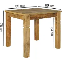 Wohnling Esszimmertisch WL5.077 Braun 80 x 80 x 76 cm Mango Massivholz Landhaus Esstisch Massiv Tisch für Esszimmer Quadratisch Küchentisch für 4