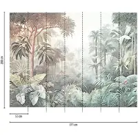 Profhome 399011-GU Fototapete Dschungel Matt Braun Blau Grün Weiß 3,71 m x 2,8 m 0,53 m x 20,10 m 10,39 m2 Braun