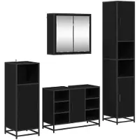 vidaXL Badezimmermöbel-Set 4 pcs Schwarz Eichen-Optik Holzwerkstoff
