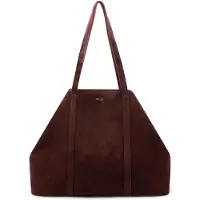 Manfield Bordeauxroter Veloursleder-Shopper | Größe Onesize