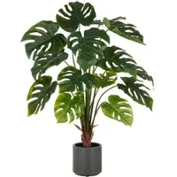 Creativ Green künstliche Pflanze Split Philodendron im grauen Kunststofftopf, 100cm