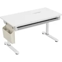 En.casa Höhenverstellbarer Kinderschreibtisch 'Kuosa' mit Schublade und Tasche Stahl 120 x 60 cm Grau / Weiß
