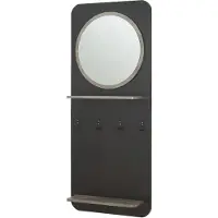 Helloshop26 Wandgarderobe - - Modernes Design - 4 Haken - Integrierter Spiegel - Matt schwarz